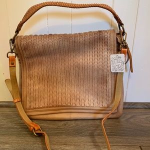 Free people Vegan Messenger Bag-tan, new with tags